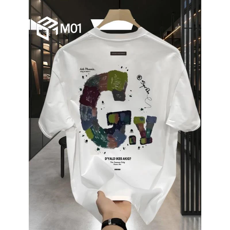 M01潮流痞帅重磅2025夏季新款T恤潮牌宽松半袖高级感纯棉短袖上衣