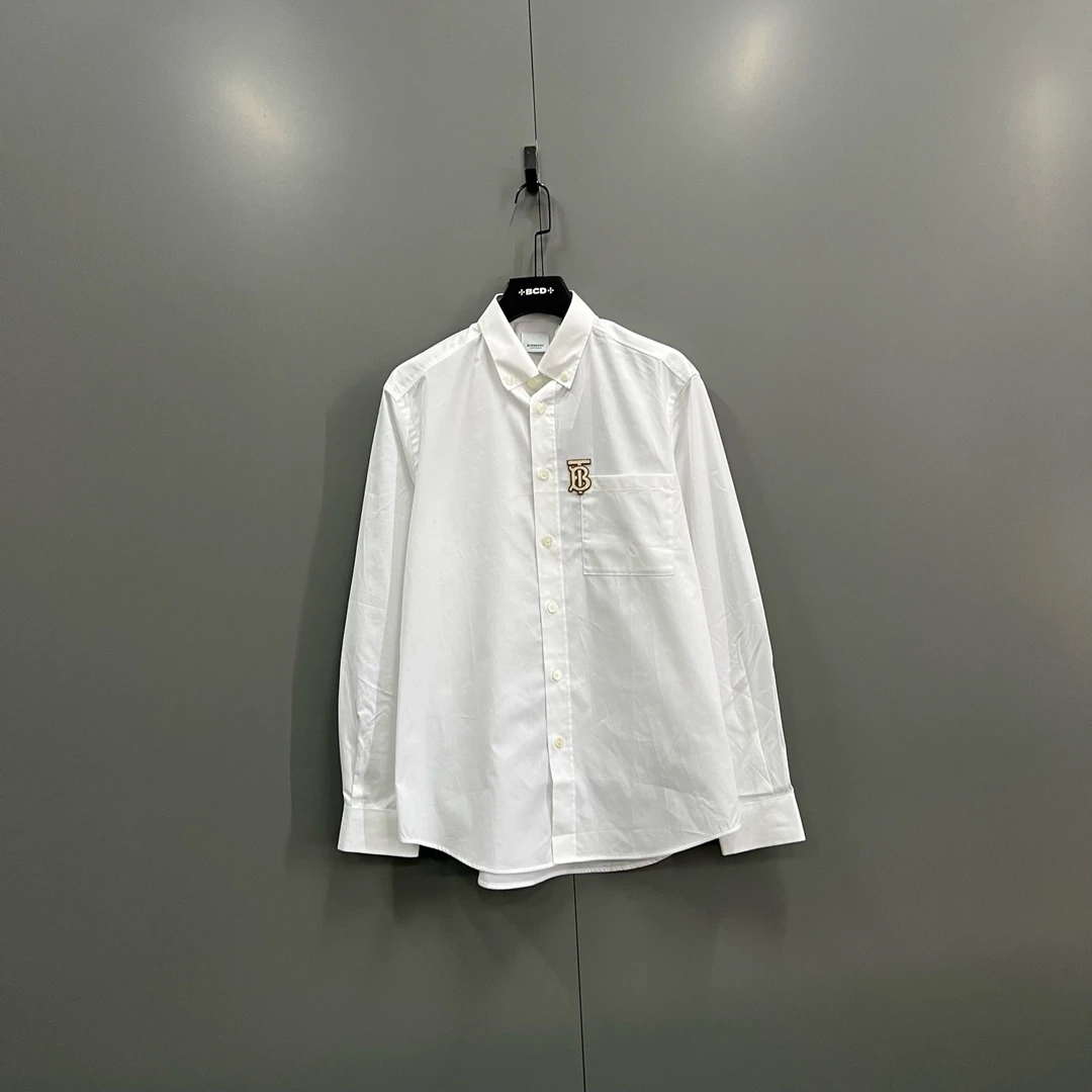 未使用 BURBERRY/博柏利 (ll) 白色TB刺绣衬衫 S-XL码/017869