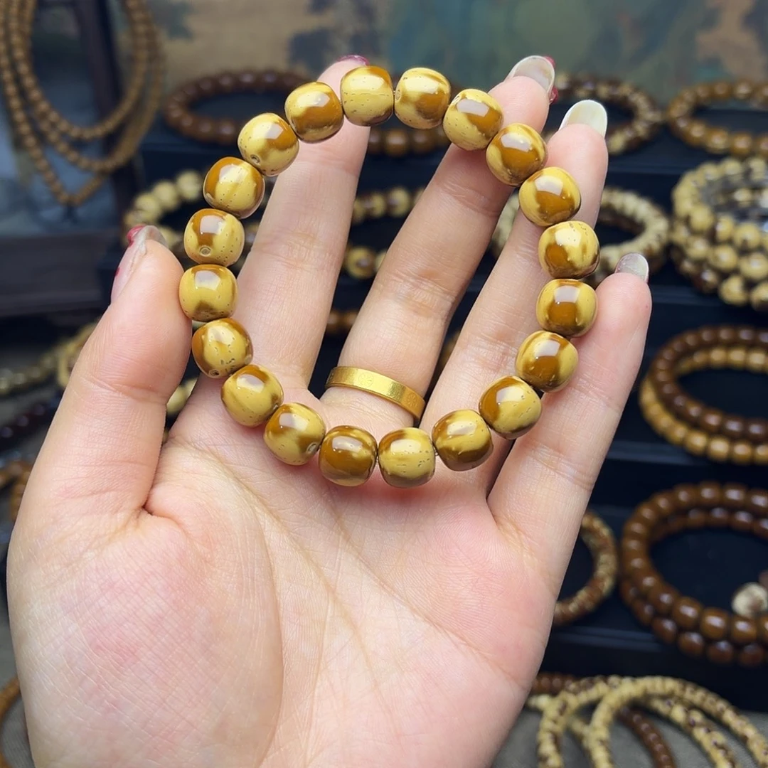 紫金鼠手串11尺寸半实心三花火焰纹