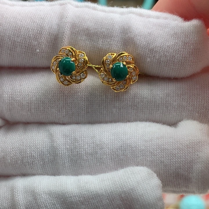 绿松石18K金镶嵌珠宝奇石