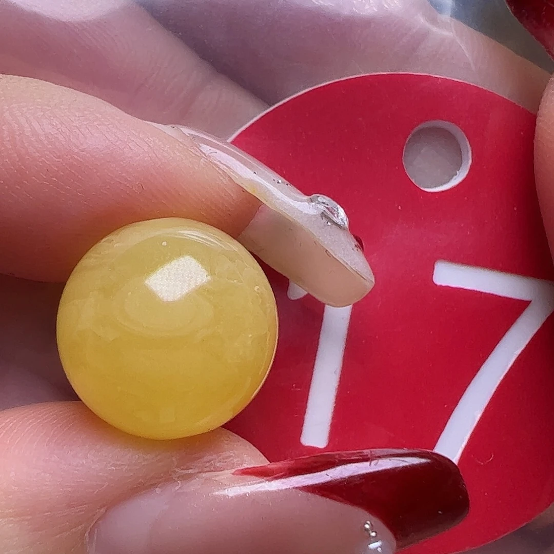 蜜蜡未镶嵌珠宝奇石微瑕12.7mm鸡油黄圆珠