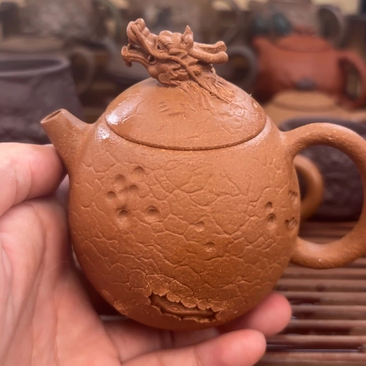 紫砂茶壶龙蛋原矿黄降坡200c