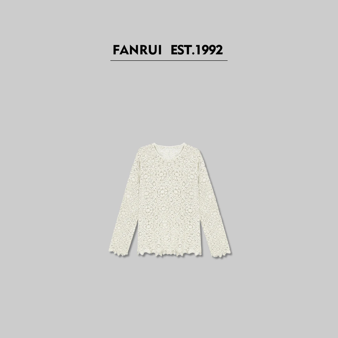 FANRUI/泛芮「落樱画报」勾花镂空洋气设计感针织上衣B14953