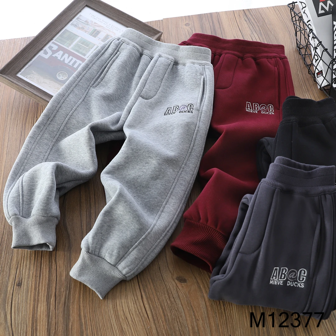 【MIEVE DUCK】冬季儿童加绒加厚卫裤休闲运动裤学生卫裤12377