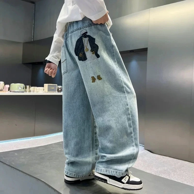 男童裤子2025早春新款中大童牛仔裤儿童春装潮帅气男孩时髦春秋款