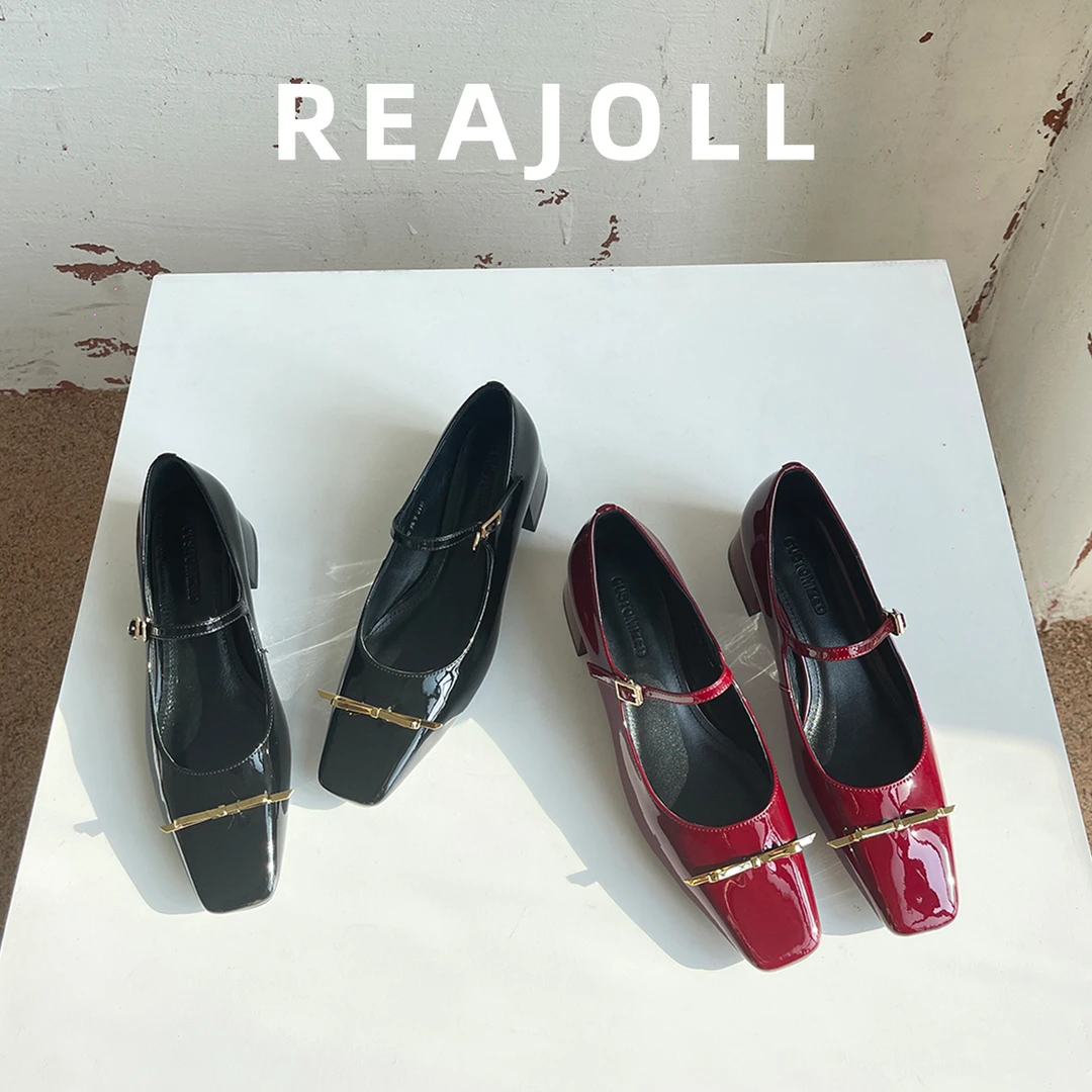 法式小众设计方头浅口一字带玛丽珍鞋蝴蝶结粗跟温柔百搭单鞋女