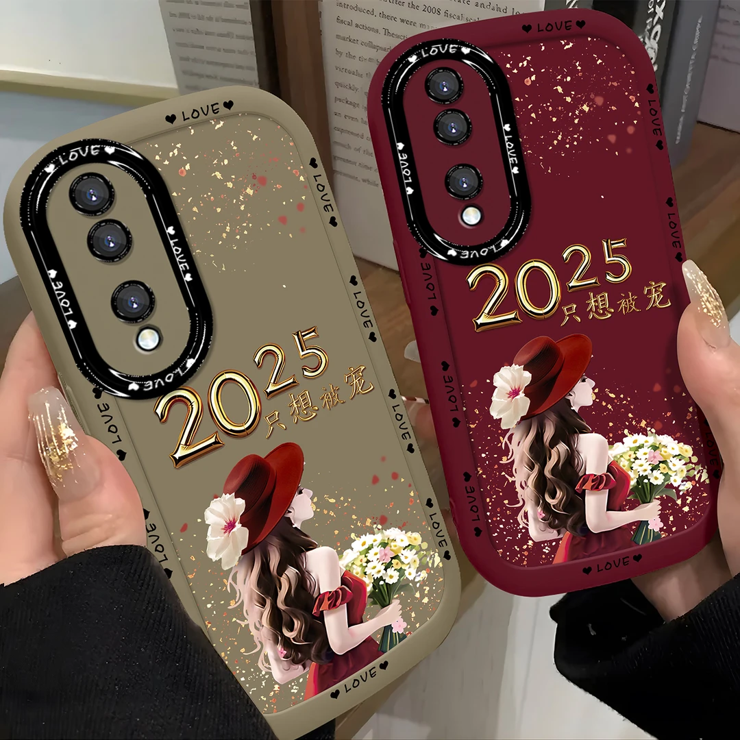 适用于【华为】荣耀70创意时尚2025只想被宠全包硅胶泡芙壳