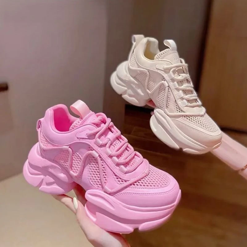 2025年新款老爹鞋女透气女鞋小众百搭松糕厚底休闲鞋 N100