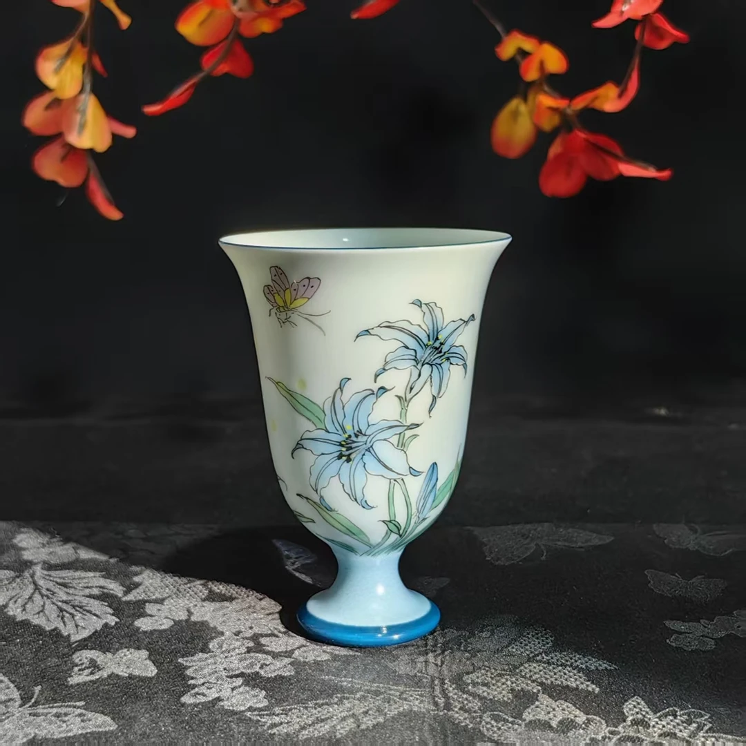 玲珑集百合蝴蝶高足杯 LL422