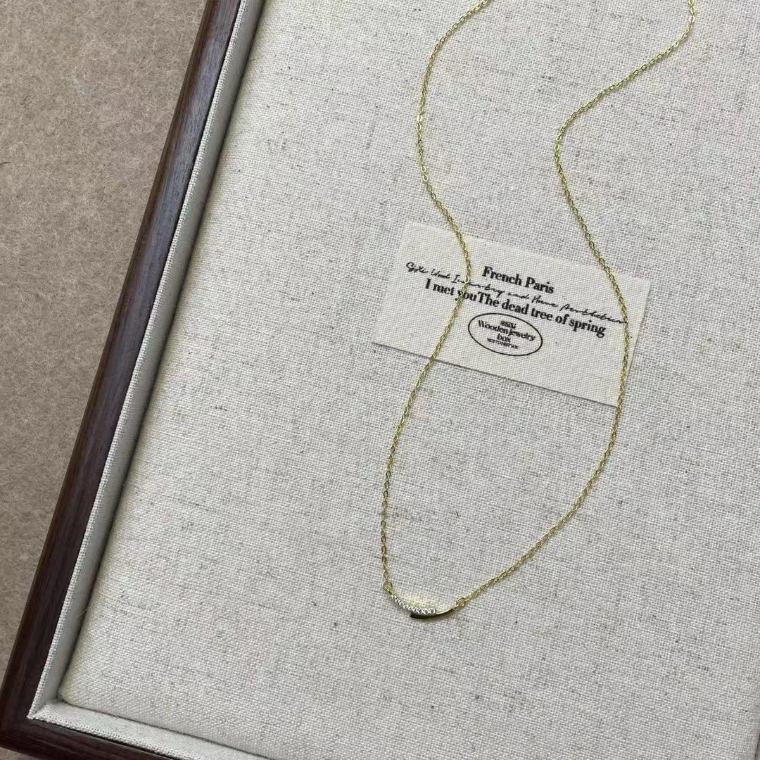 链子925银 【璀璨金弧梦链】镶钻微笑轻奢气质项链021