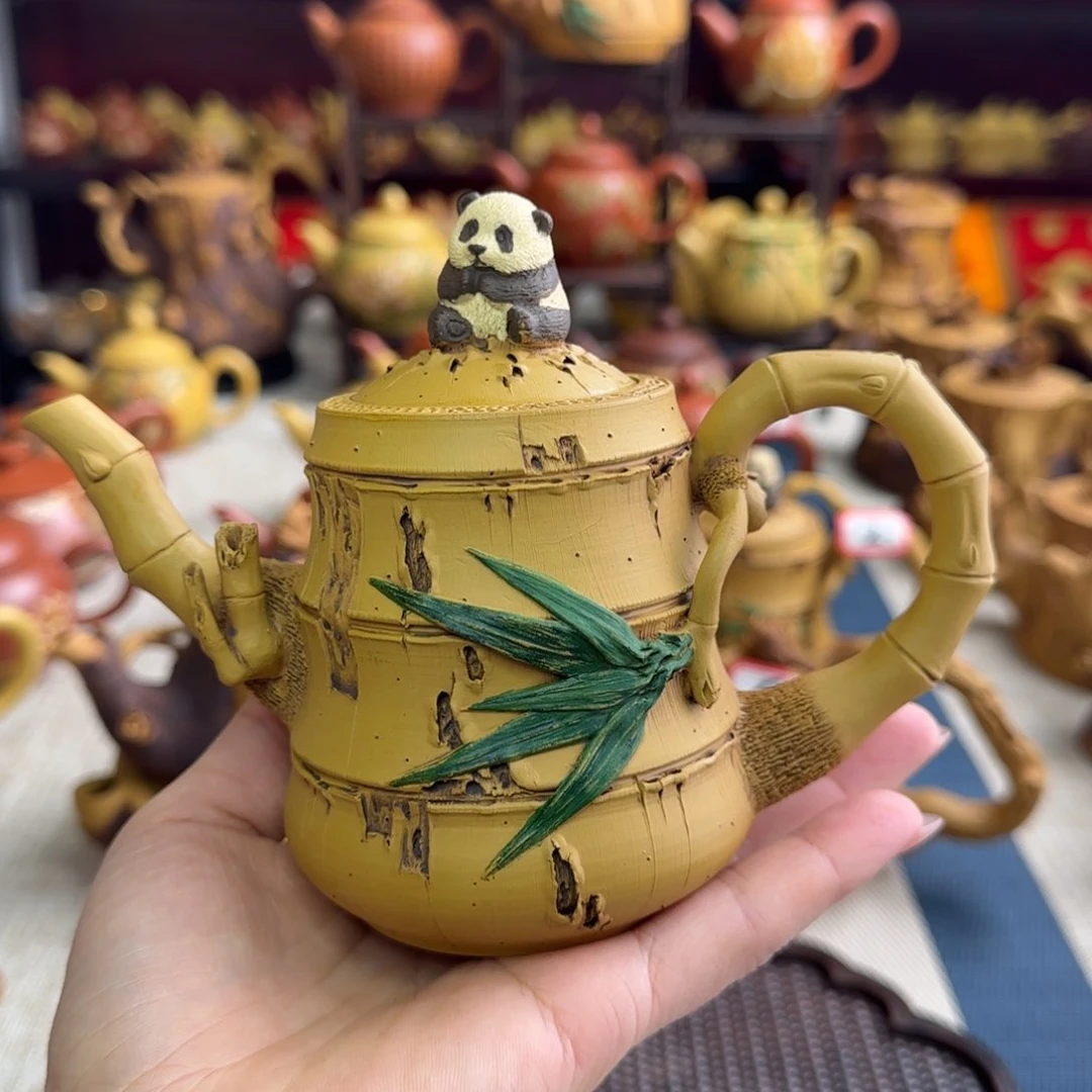 茶壶段泥竹节熊猫