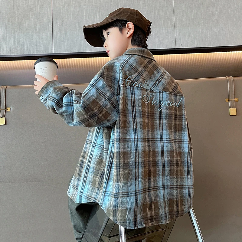 儿童装男童衬衫春秋款2025新款男孩衬衣休闲秋季外套秋装中大童潮