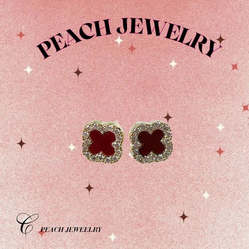 非金属亚克力耳饰 一对四叶草锆石耳钉 LS03 多样性发一颜色微差