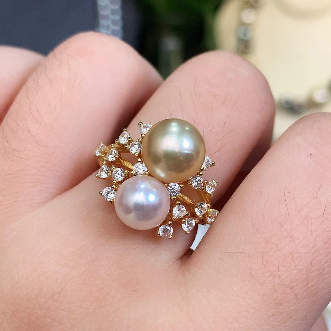 海水珍珠戒指银S925镶嵌