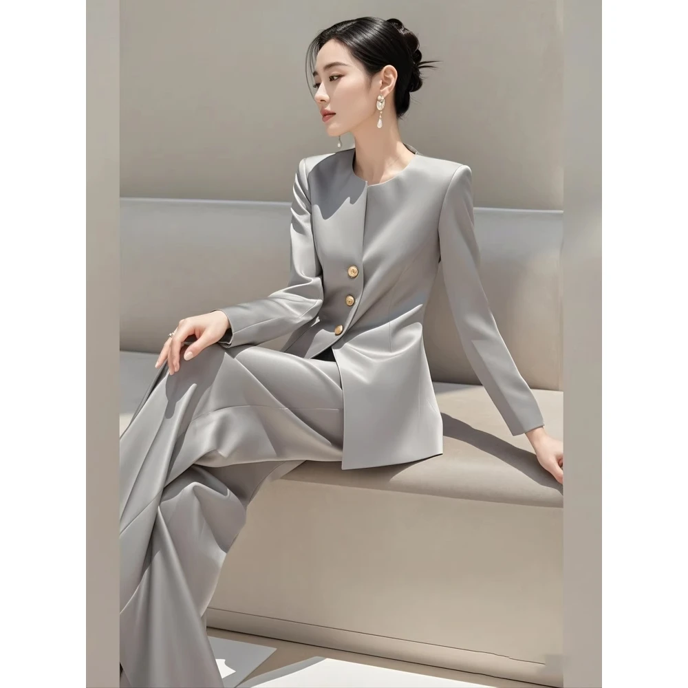 春季轻奢高级感大方得体正式场合气质小香风西装外套裤子职业套装