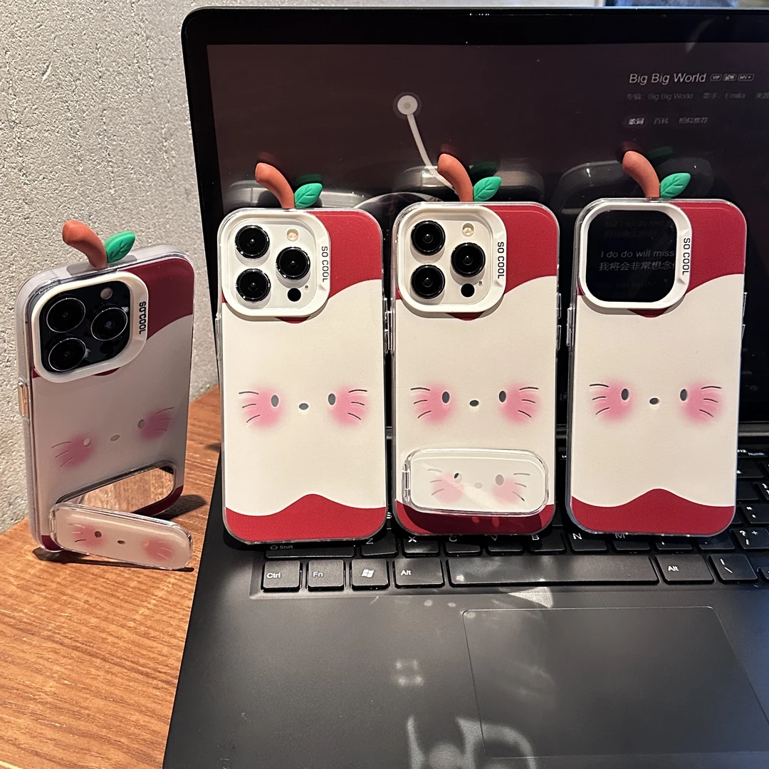 可爱猫咪适用苹果/华为/荣耀/OPPO/VIVO/小米手机壳支架防摔全包