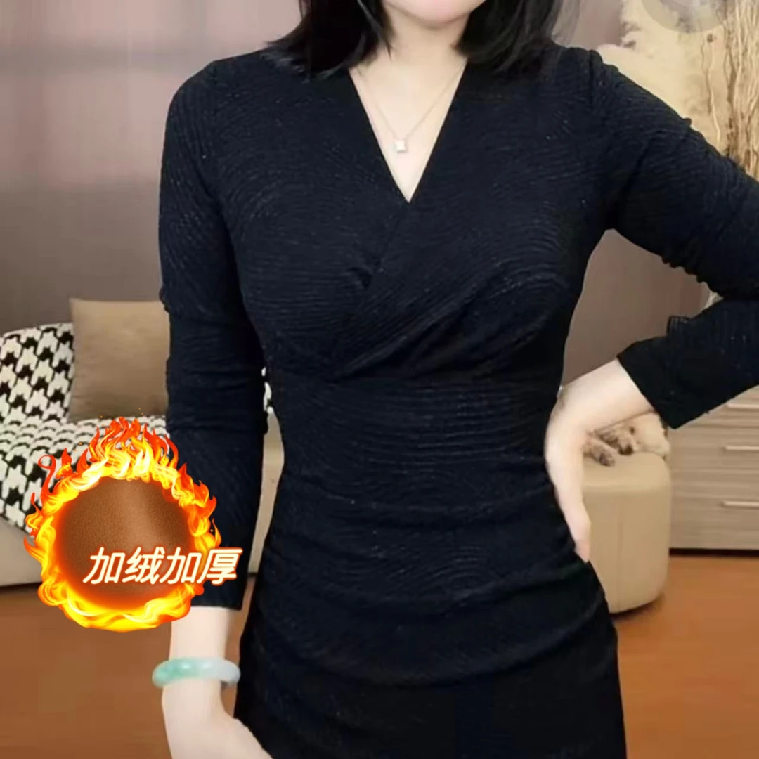 【加绒】黑色裙子气质显瘦女人味连衣裙Q19717