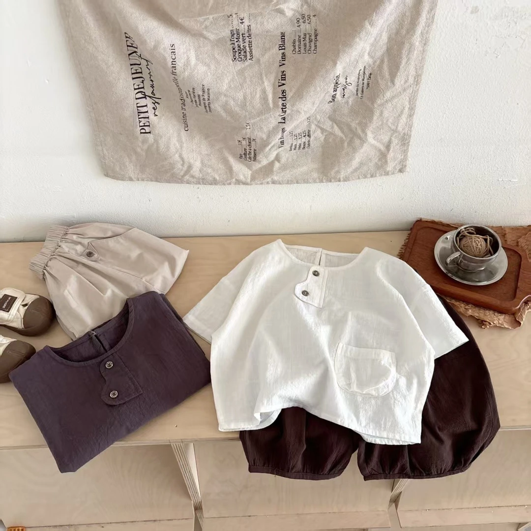 里沐予2025夏季儿童韩版短袖森系T恤