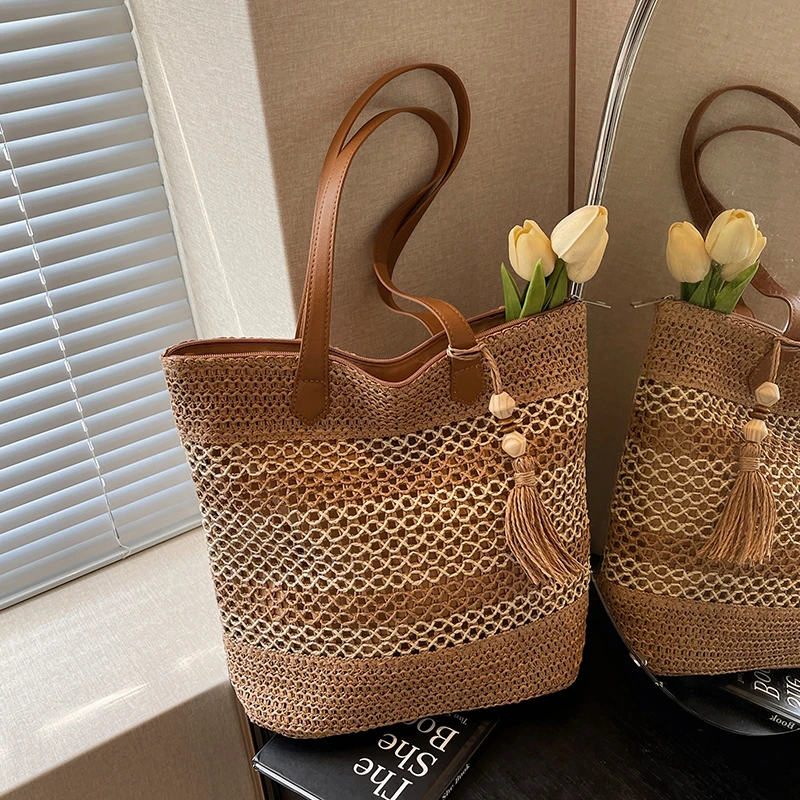 【佐猫】时尚编织托特包单肩包