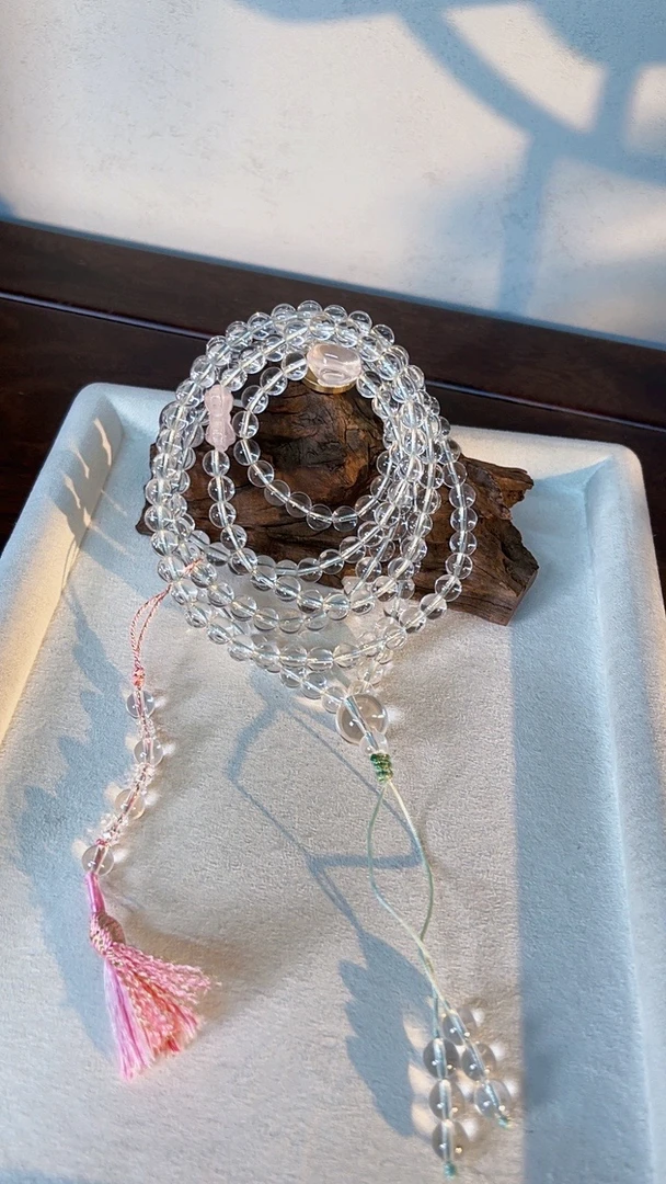 天然白水晶斜挎国风流苏简约大气设计款百搭