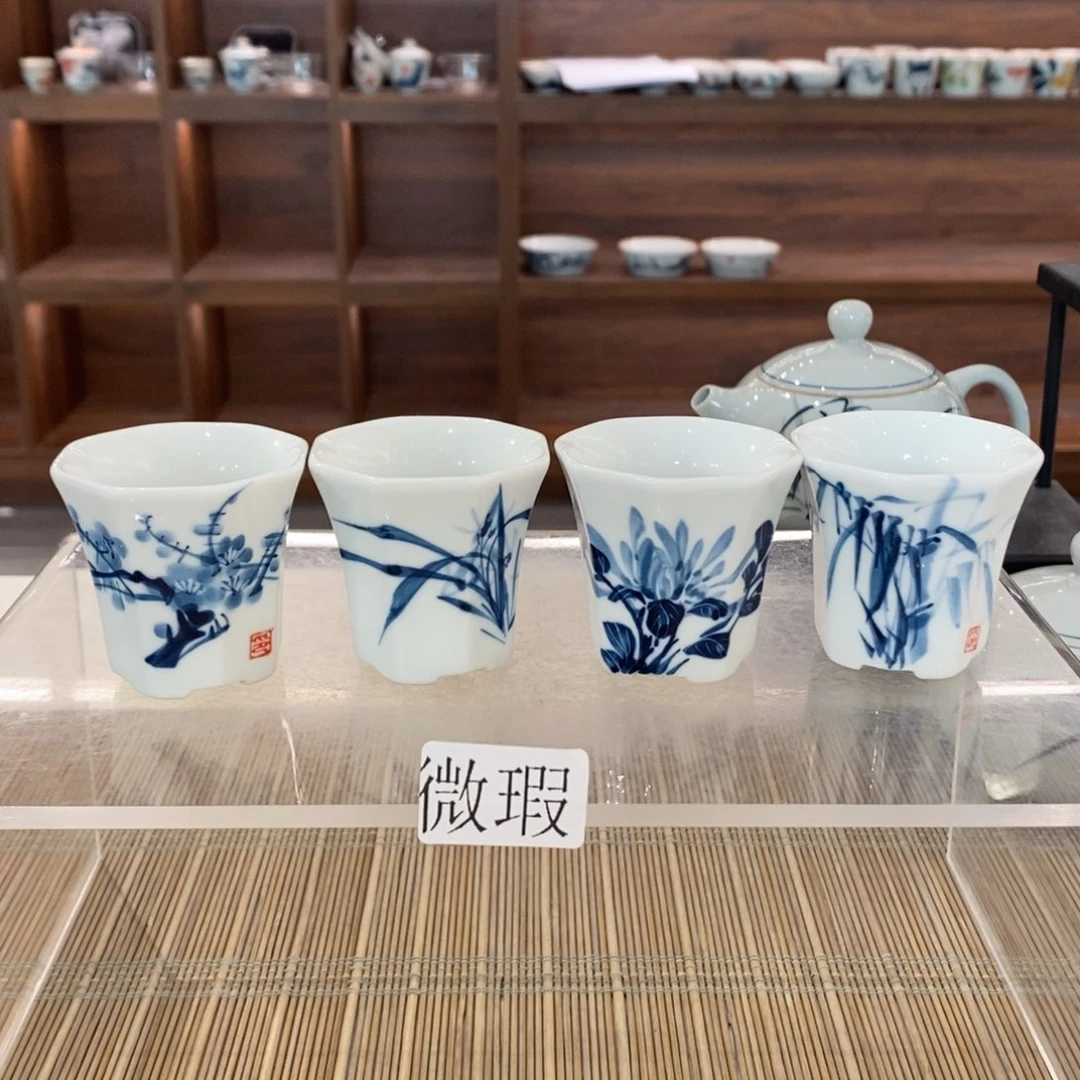 微瑕釉下彩纯手绘手工绘制