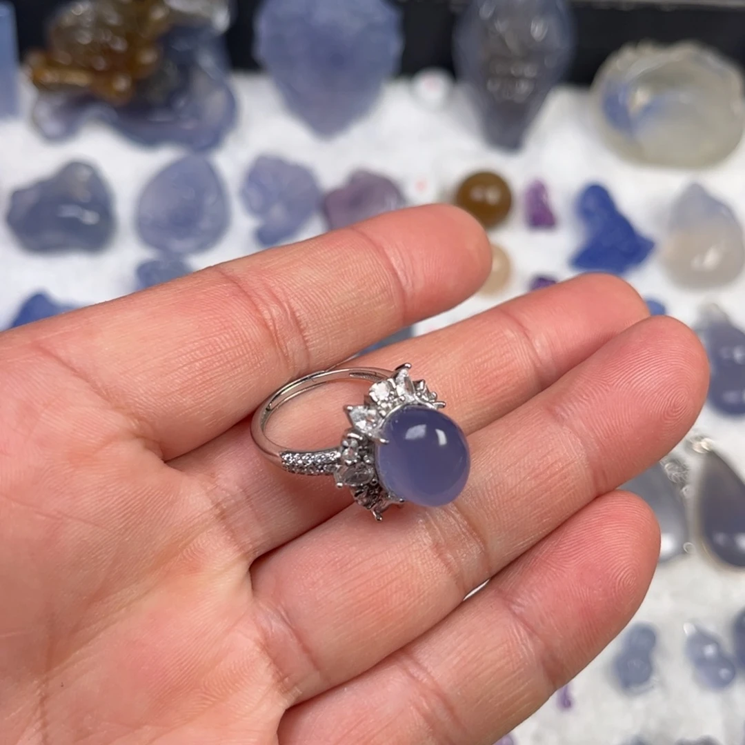 玛瑙/玉髓银S925镶嵌颈饰戒指