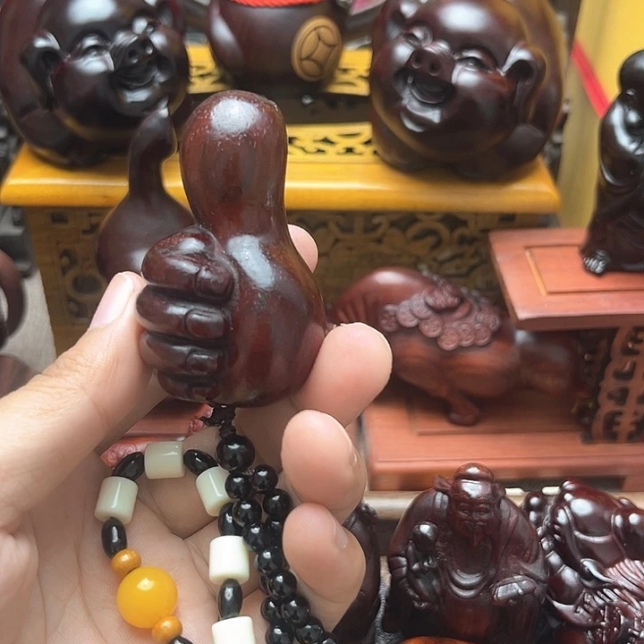 木紫檀红木雕刻大拇哥把件