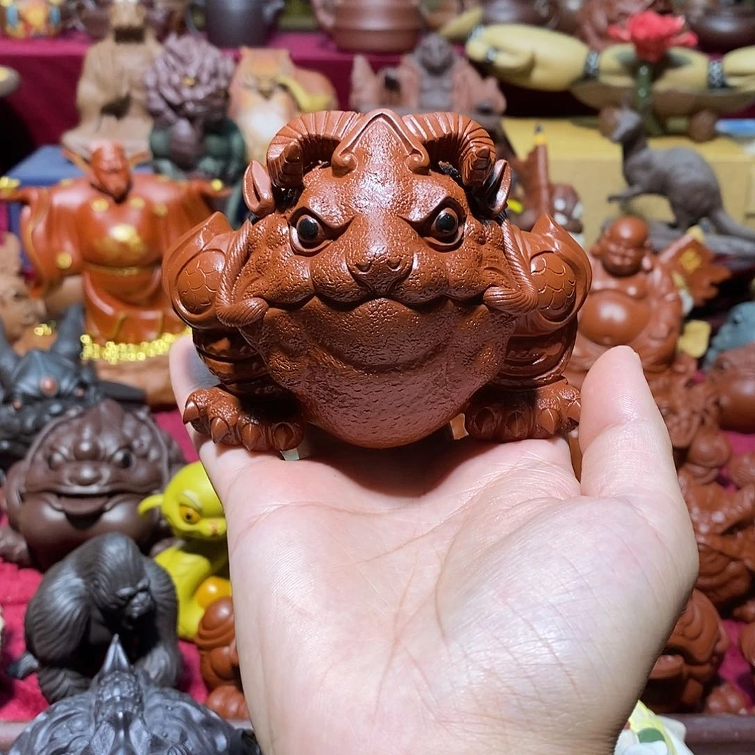 紫砂茶宠宜兴紫砂羊蟾