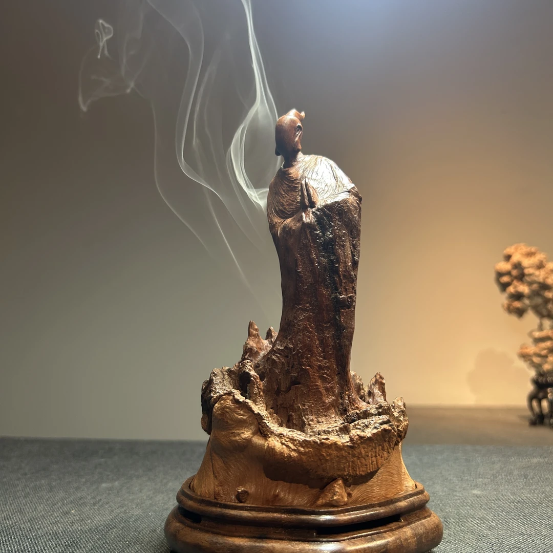 荔枝木无相北魏佛摆件手工雕刻