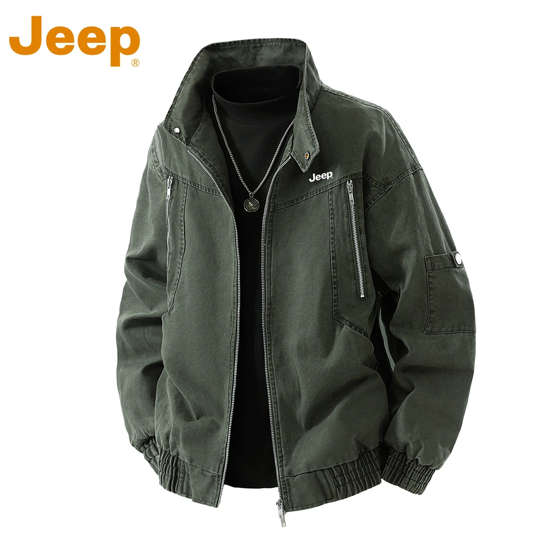 JEEP吉普美式立领飞行员夹克男款春秋季潮牌宽松休闲工装外套上衣