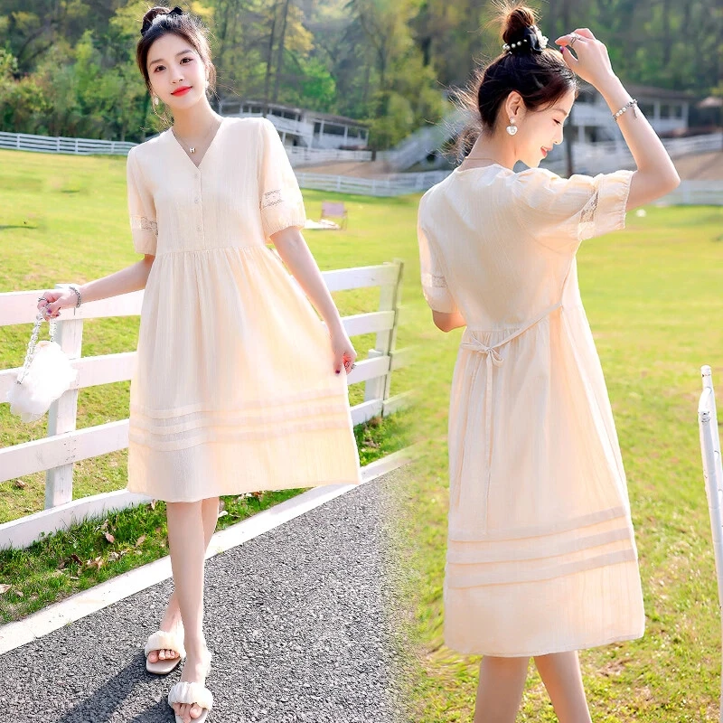 恩朵熊孕妇装夏装连衣裙纯棉夏季中长款夏天裙子时尚宽松半身裙