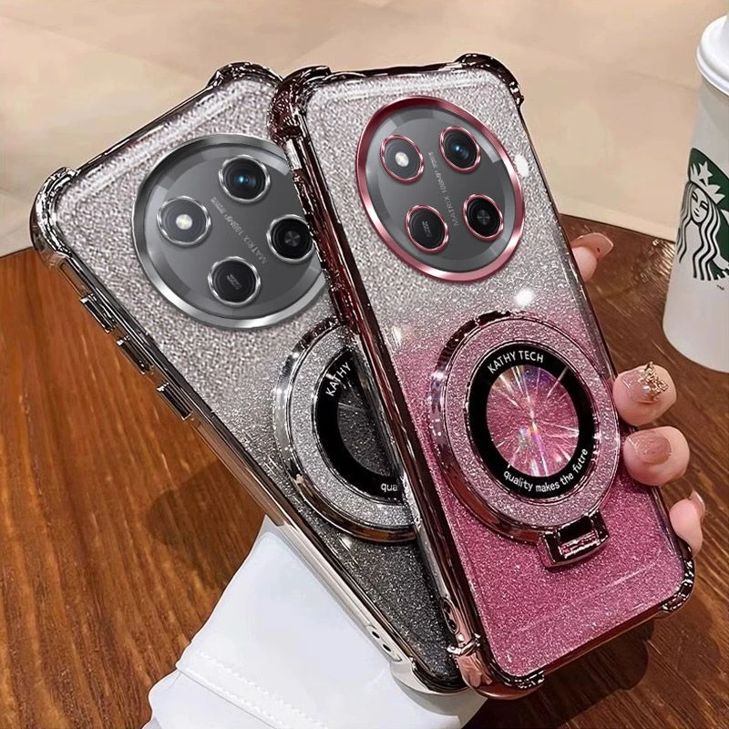 闪粉磁吸支架适用荣耀X60pro手机壳BRP-AN00软壳镜头全包防摔女潮