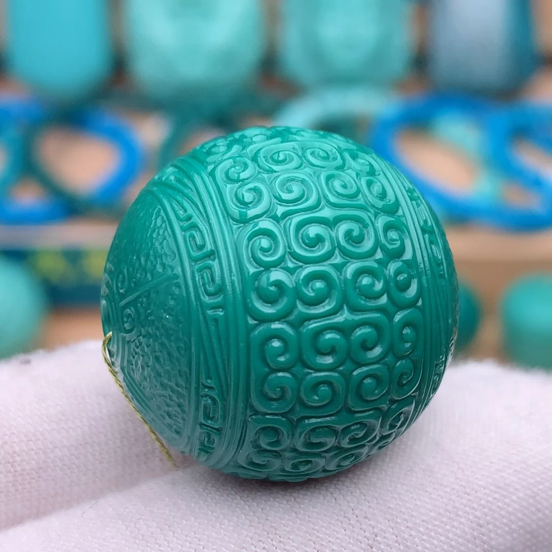 未镶嵌绿松石珠宝奇石25mm精工地狱绿回纹