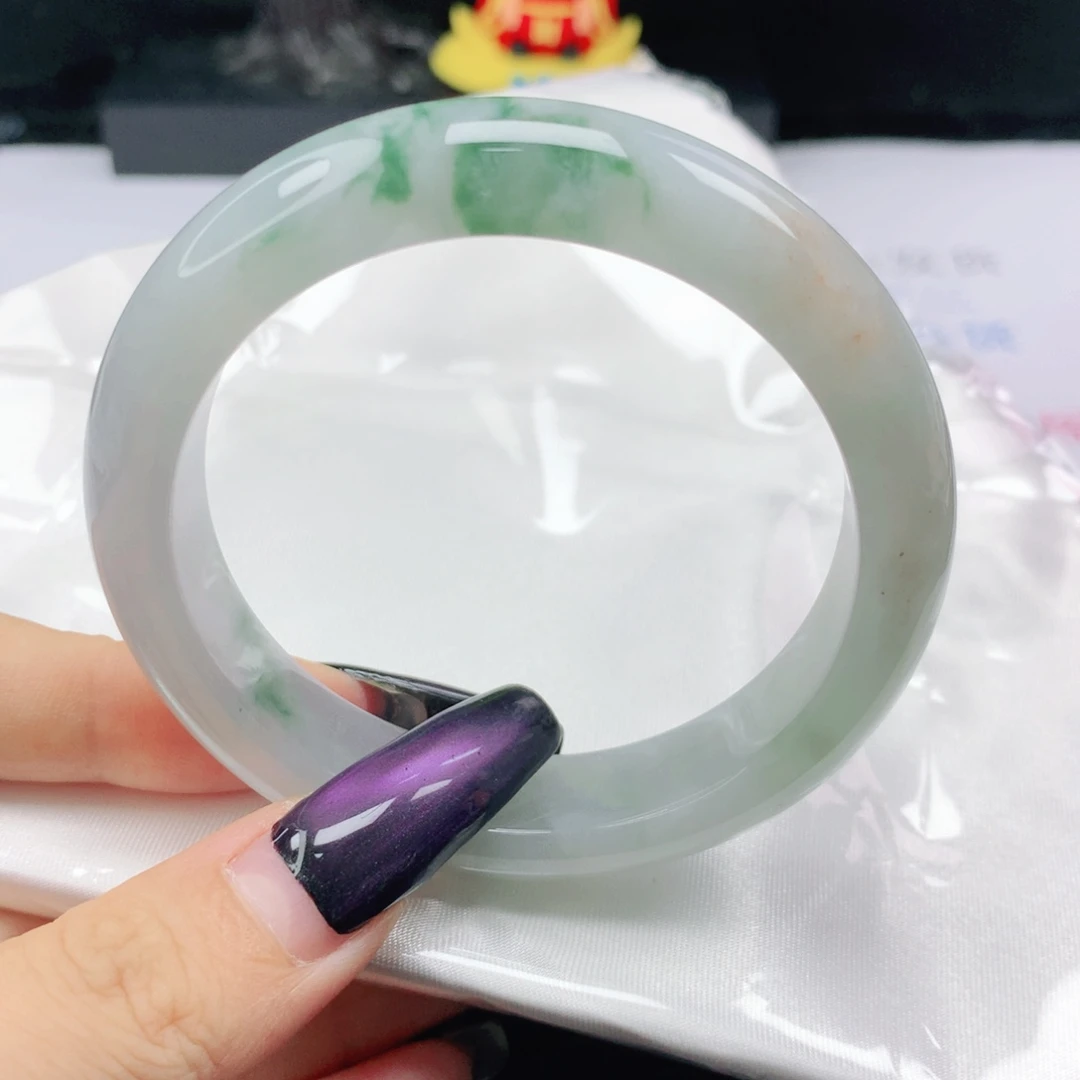 翡翠未镶嵌手镯翡翠55.5飘绿飘黄正圈