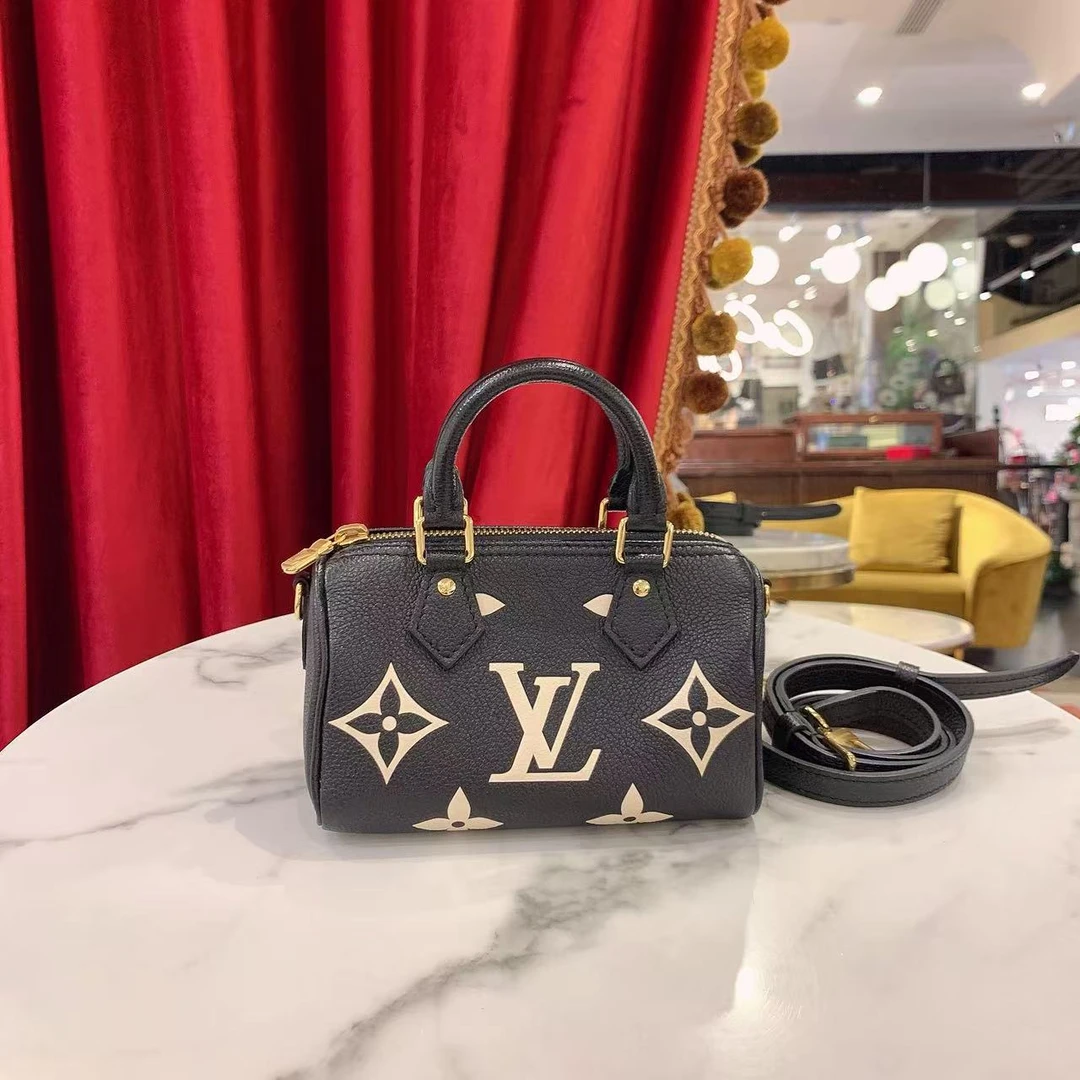 95新 LouisVuitton/路易威登 GGSspeedy nano黑白拼色/14448866
