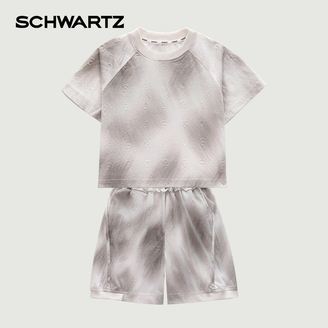 schwartz男童宽松字母套装2025夏季新款帅气圆领透气时尚-6203