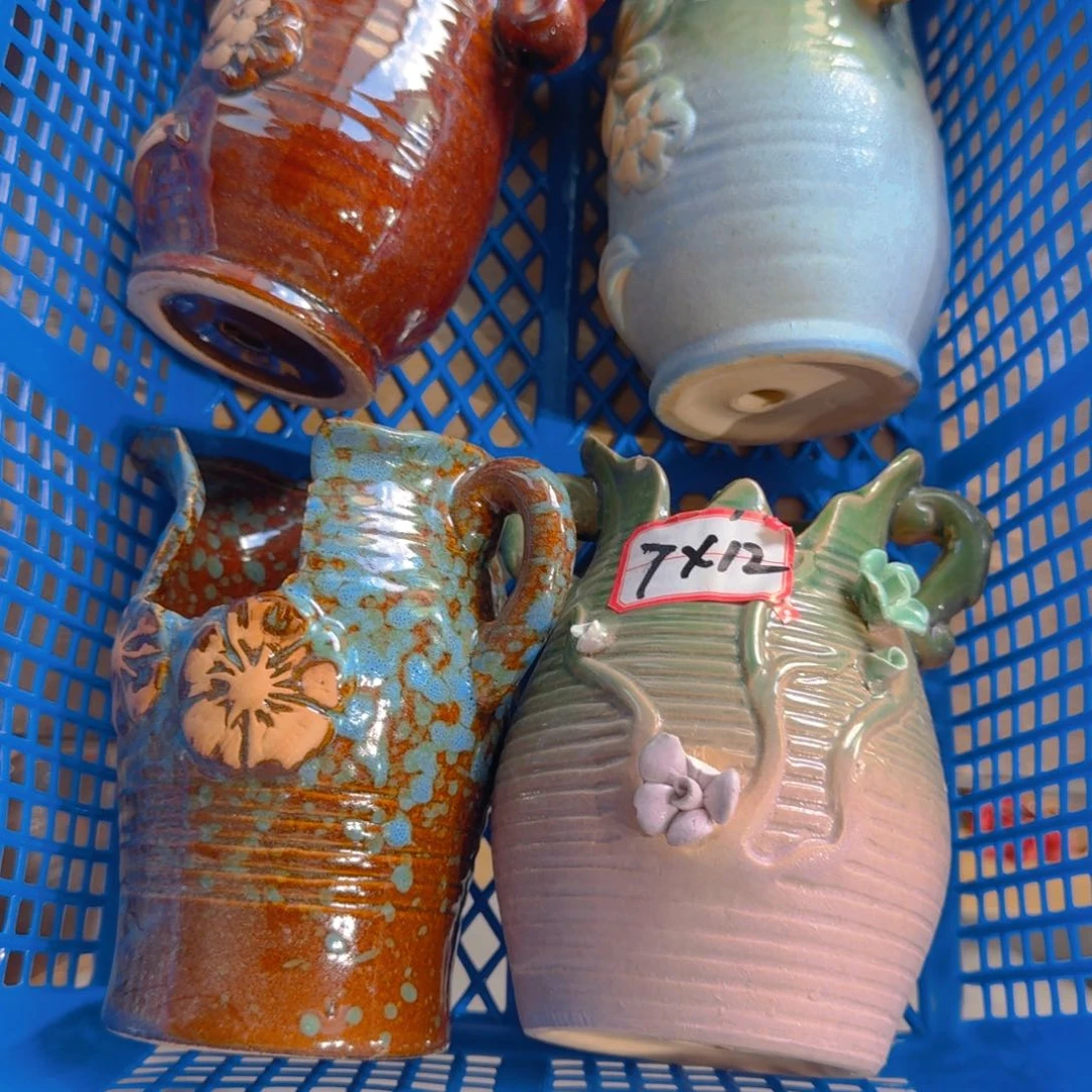 紫砂花盆粗陶精雕