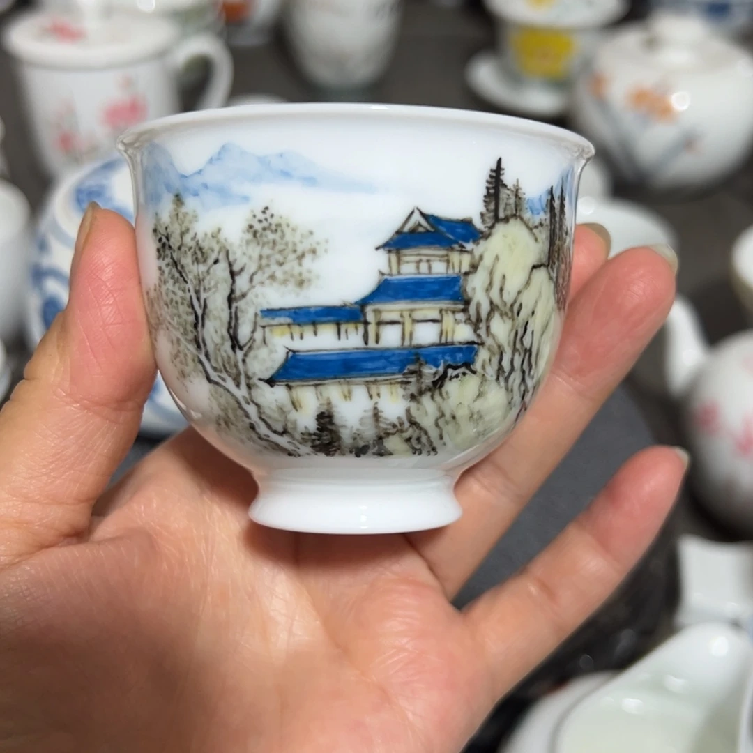醴陵高温陶瓷炸福利手绘作品薄胎