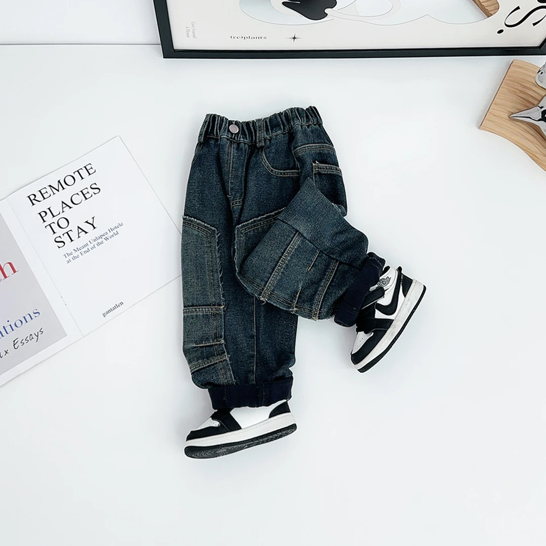 男童牛仔裤加绒裤子儿童2025新款秋冬装休闲 WK25133悠悠童话童装