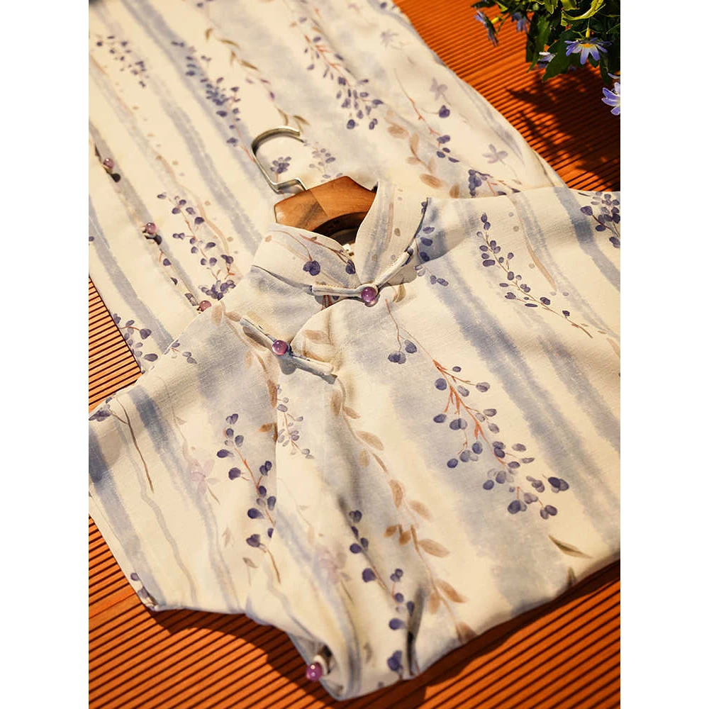 【9615】紫藤花旗袍女夏季2025新款新中式百搭日常可穿素雅