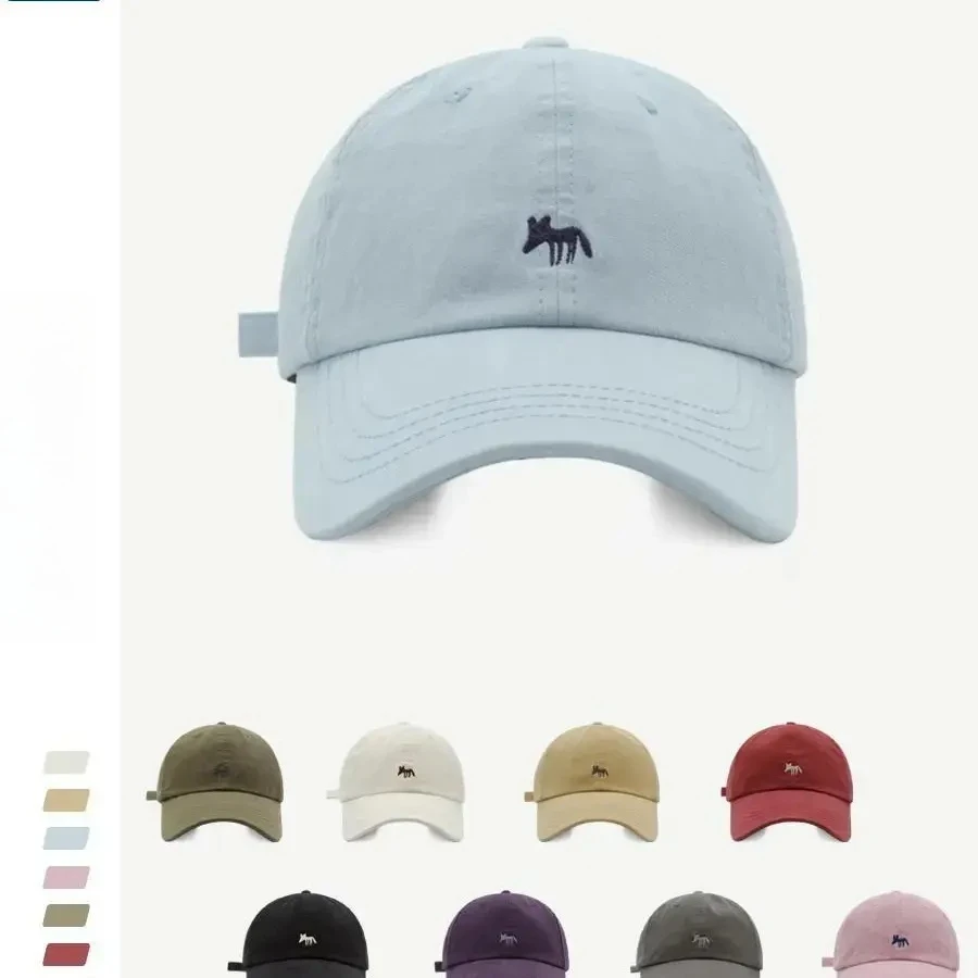 可爱百搭小狐狸刺绣棒球帽男女同款春夏韩版街头动物鸭舌帽显脸小