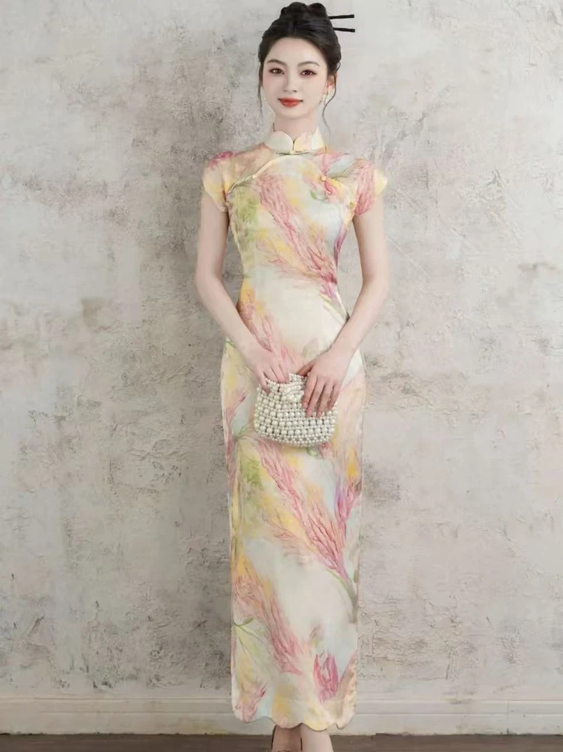 君新中式长款改良旗袍2025年新款夏季长款年轻气质显瘦日常可穿