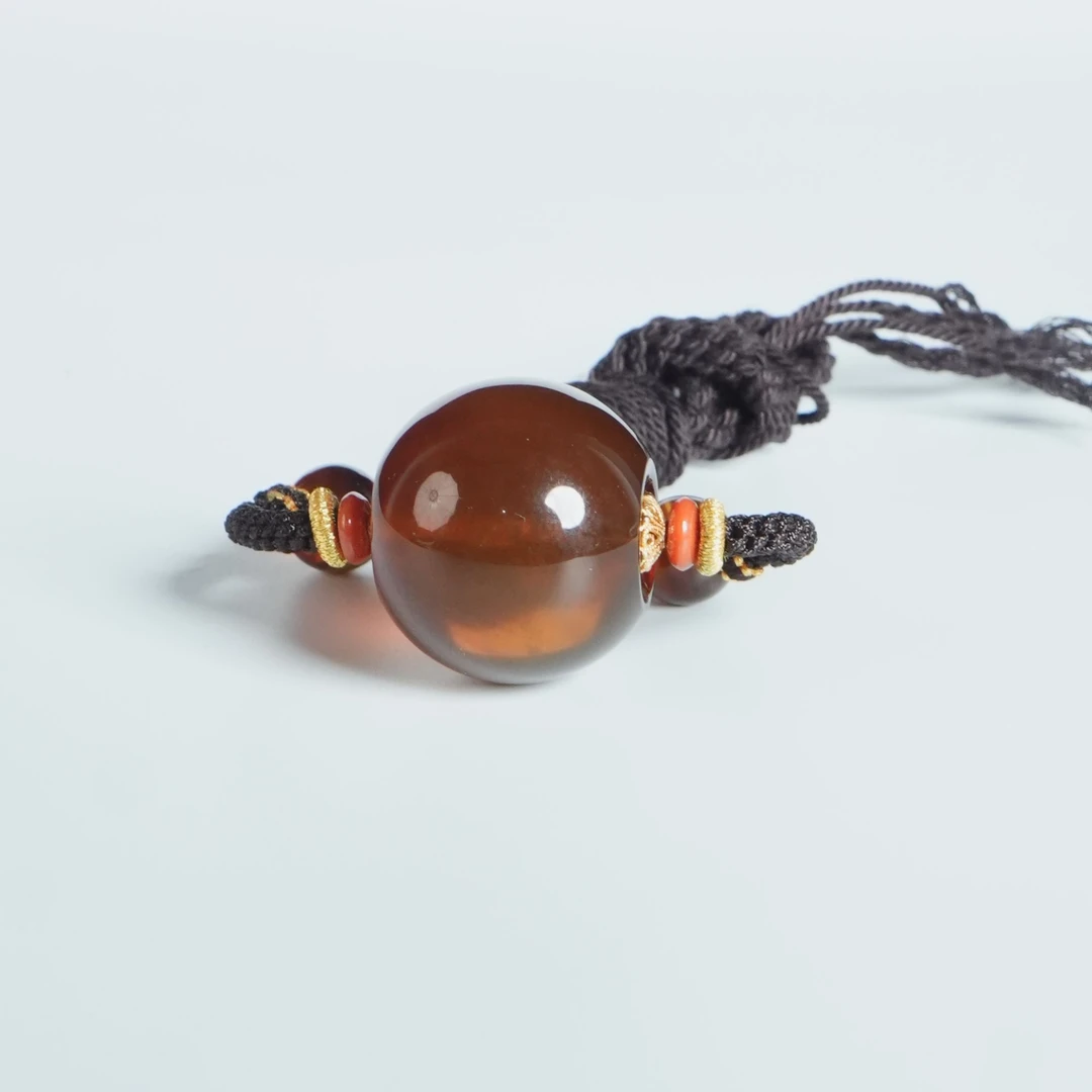 M6535 缅甸棕珀圆珠锁骨链 18.98g