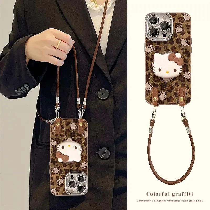 豹纹kt支架适用苹果17华为vivo/oppo小米iPhone精孔冰川纹手机壳