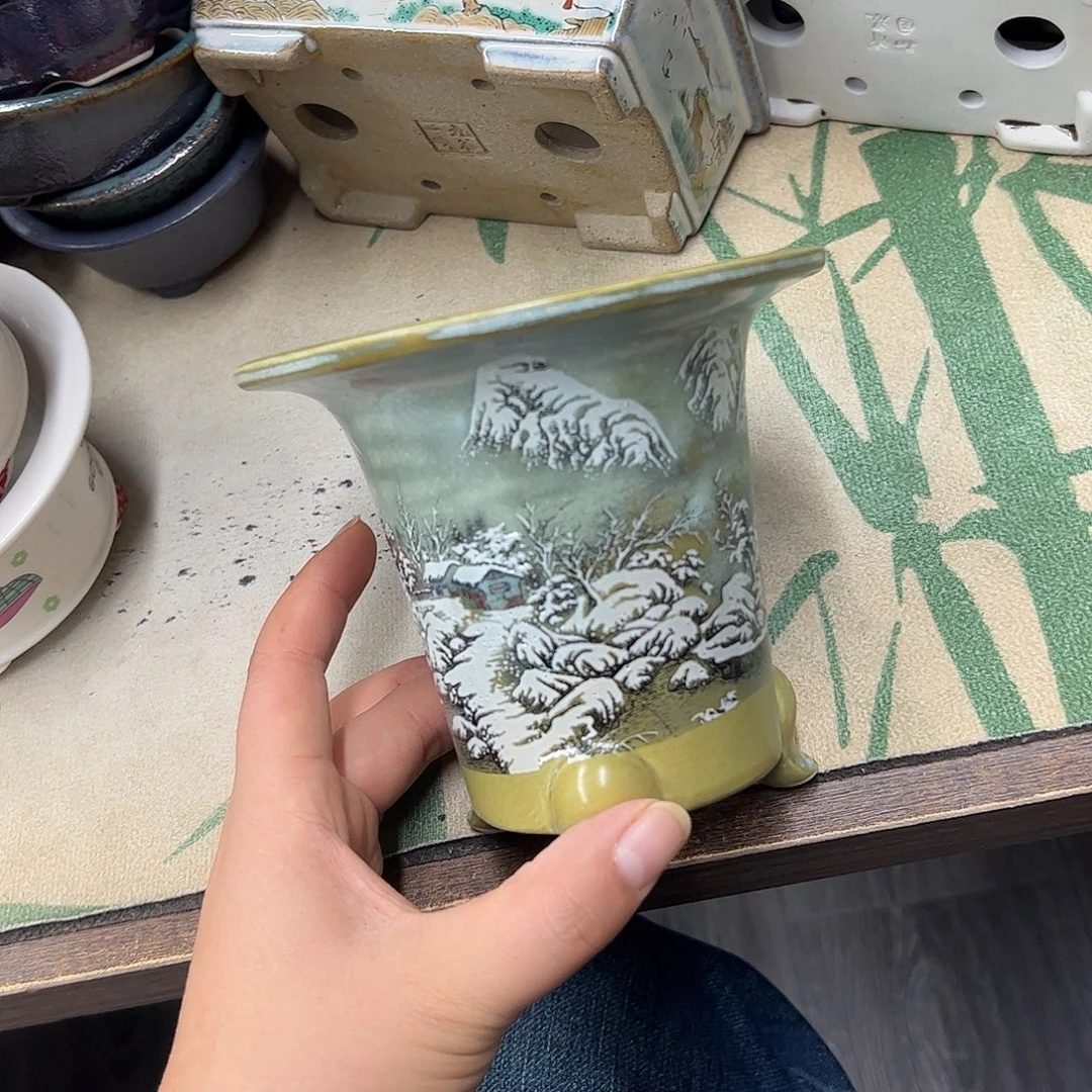 紫砂花盆998号瑕疵13/12cm窑变