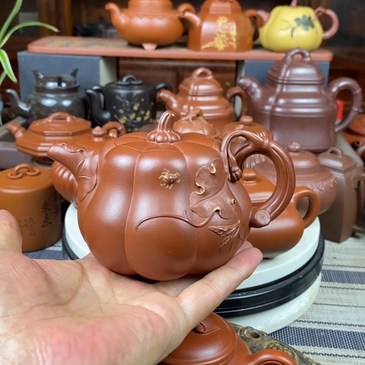 茶壶紫砂南瓜360cc原矿黄龙山龙血砂紫砂特价