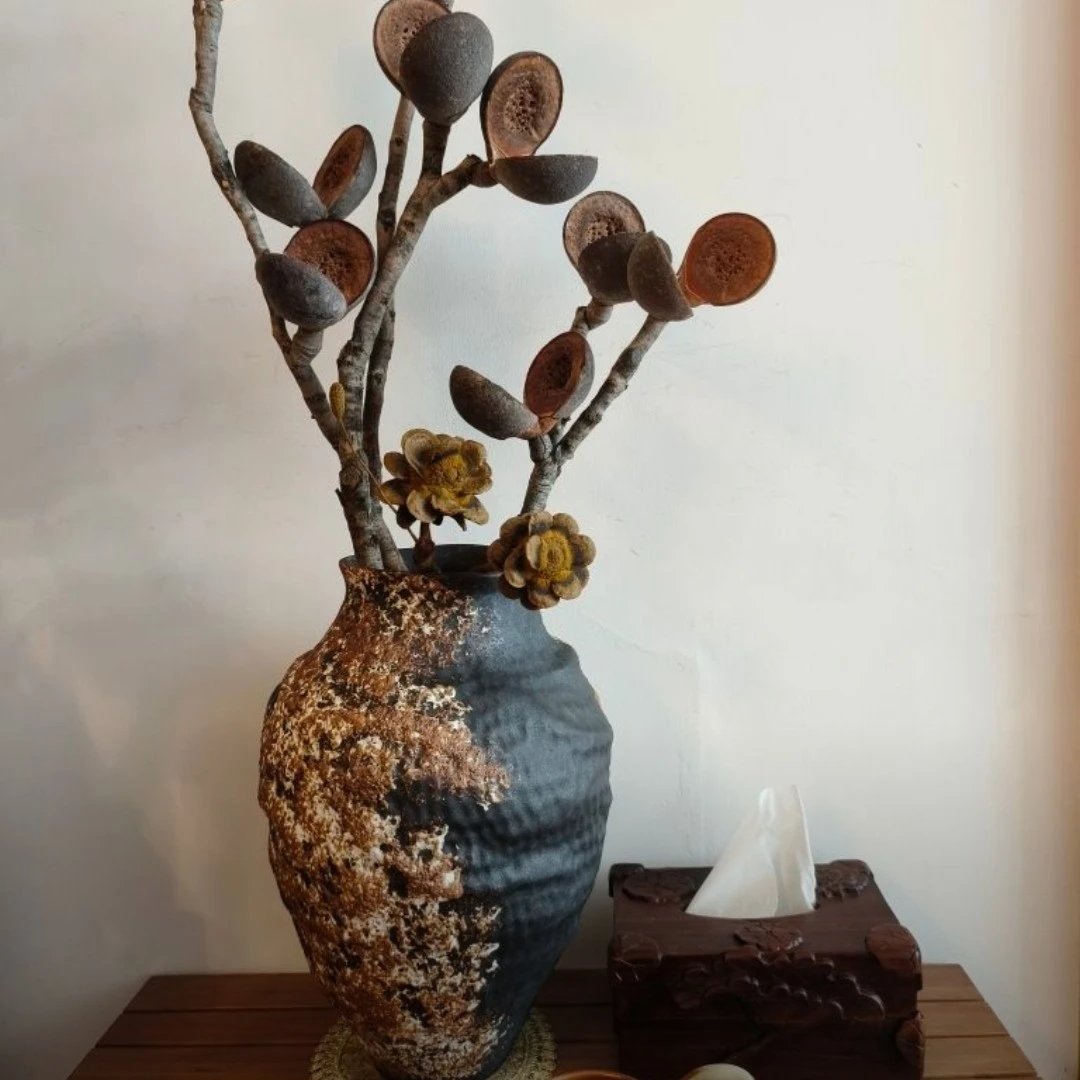 景德镇高温花器高37口10默认无孔