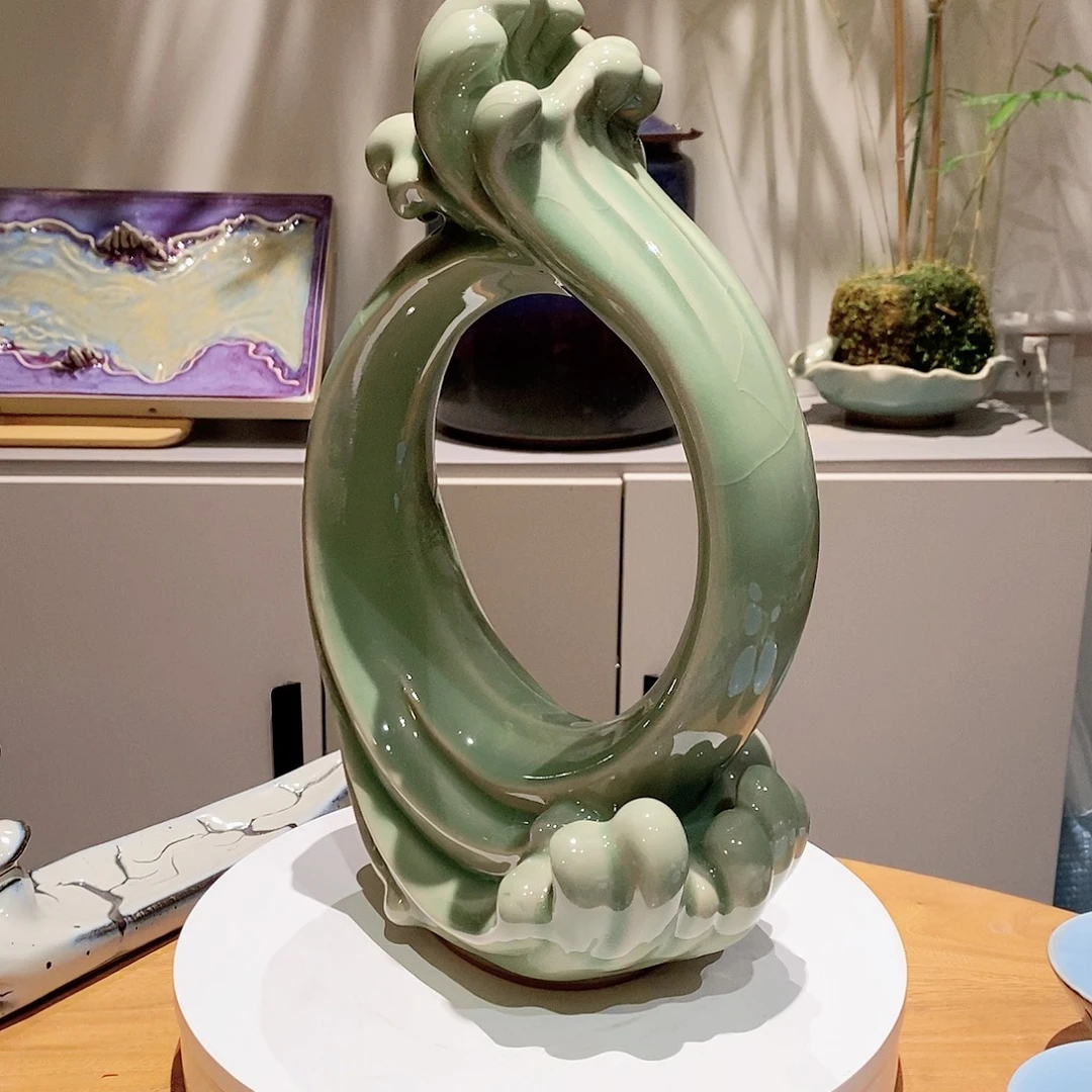 钧窑风声水起摆件