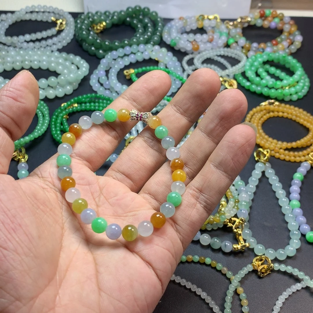 定制翡翠未镶嵌卡7,2多宝手串