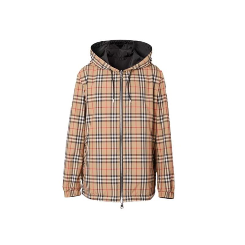 BURBERRY博柏利时尚经典格纹连帽秋季潮流格子双面穿夹克8027097